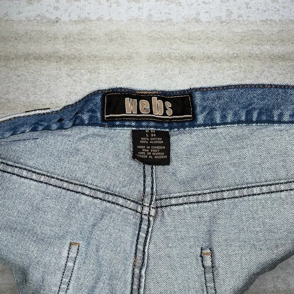 Vintage Y2K Webs Skater Jeans 38x34 Baggy Wide Leg Light Wash Denim Rap Style - Picture 4 of 4